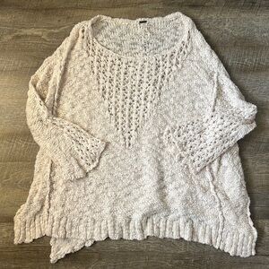 Free People Oversized Cream Boho Sweater Size Small